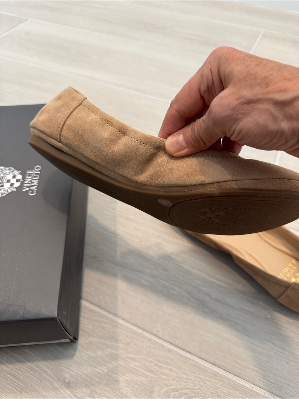 Vince Camuto Camel Suede Ballet Flats - Picture 6 of 7